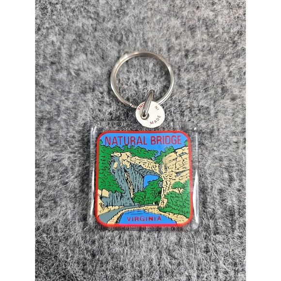 Vintage Virginia Souvenir Acrylic Keychain Keyring Natural Bridge State Park - Picture 1 of 3